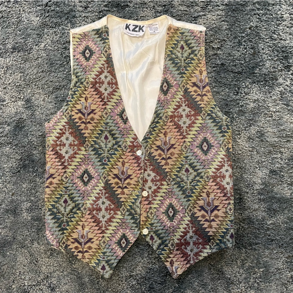Western-style, rayon-back, tapestry vest